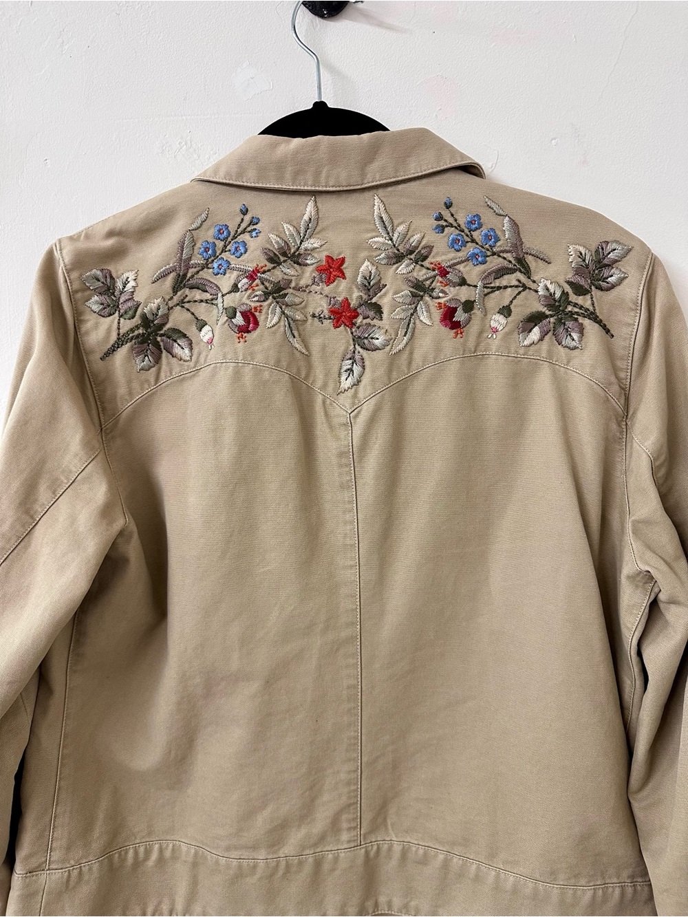Ralph Lauren Tan Embroidered Floral Jean Jacket